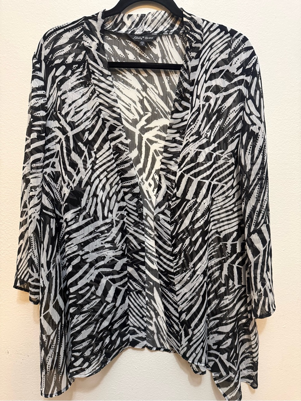 Vintage Slinky Brand Zebra Print Sheer Cardigan.